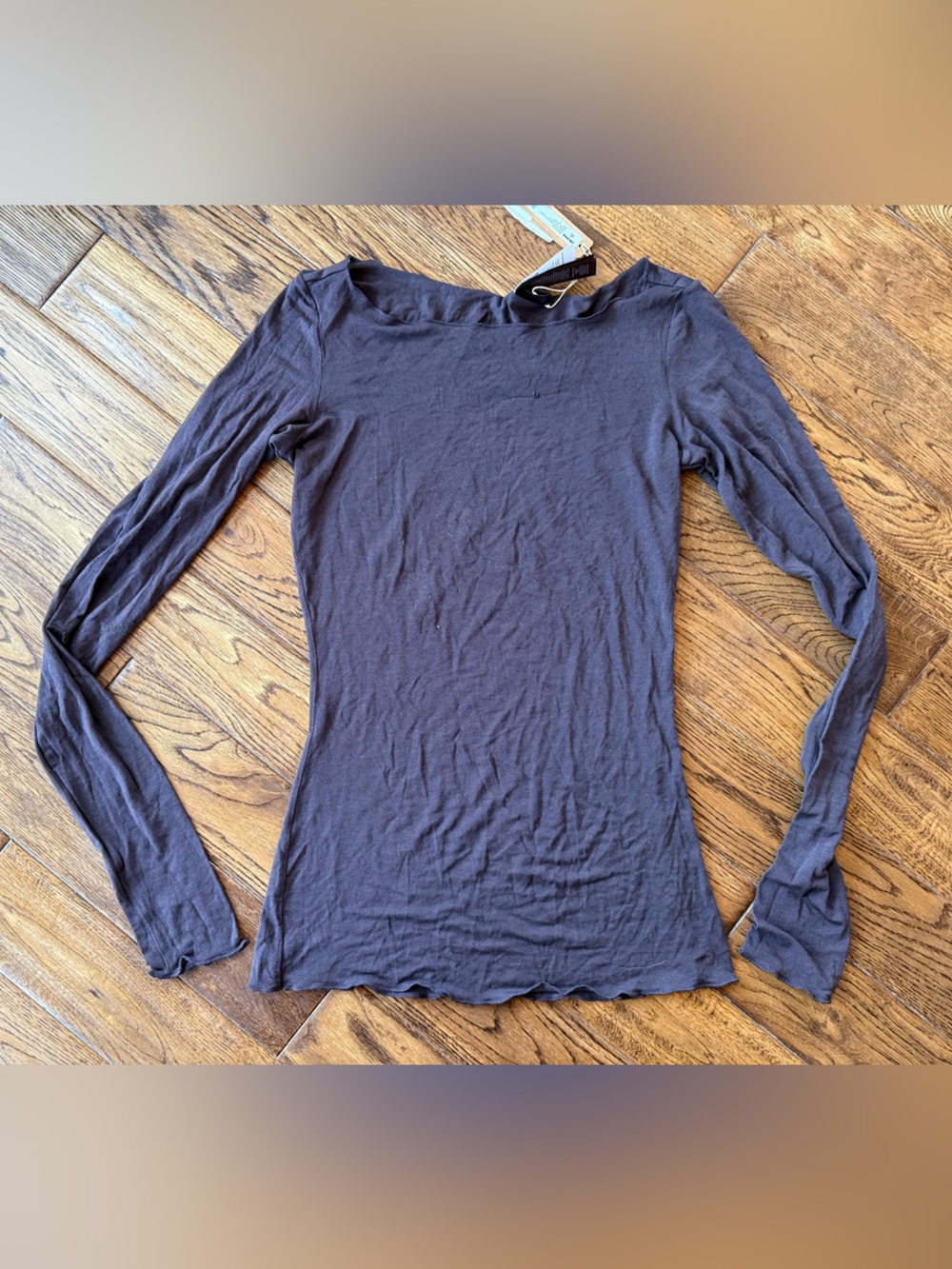 NWT SKIMS Sheer Modal Long Sleeve Boat Neck Top Phoenix S